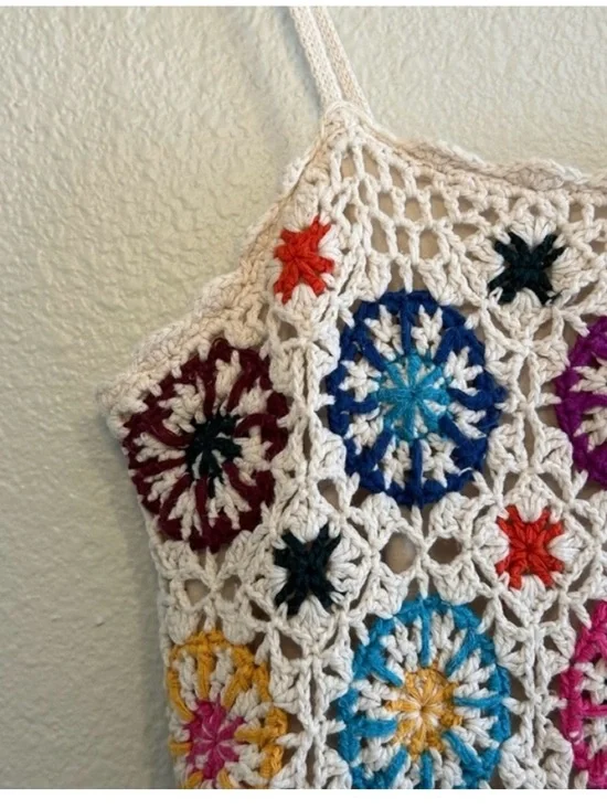 Vintage Mossimo Crochet Midi Dress Spaghetti Strap Boho Festival size Small - Picture 6 of 8